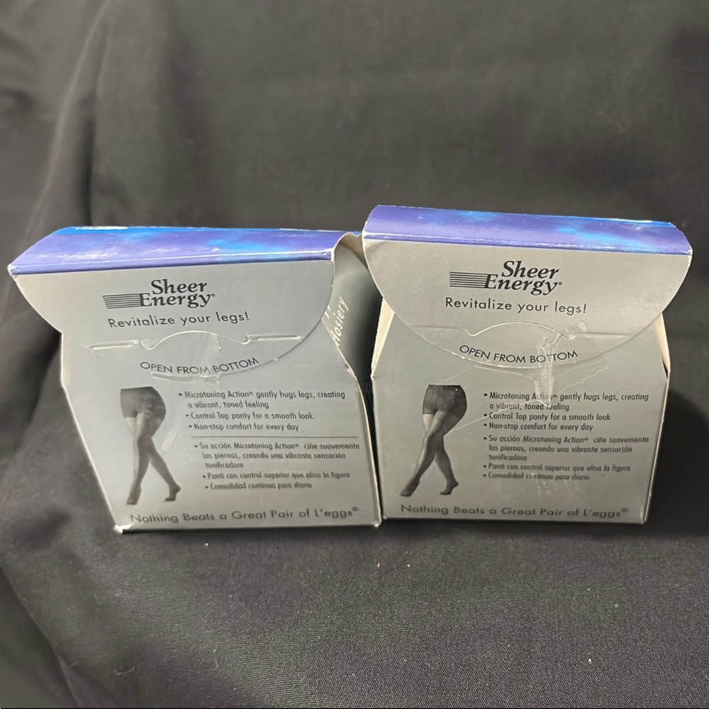 Lot of 2 L’eggs Sheer Energy Control Top Suntan Pantyhose Q Sheer Reinforced Toe - Picture 2 of 2